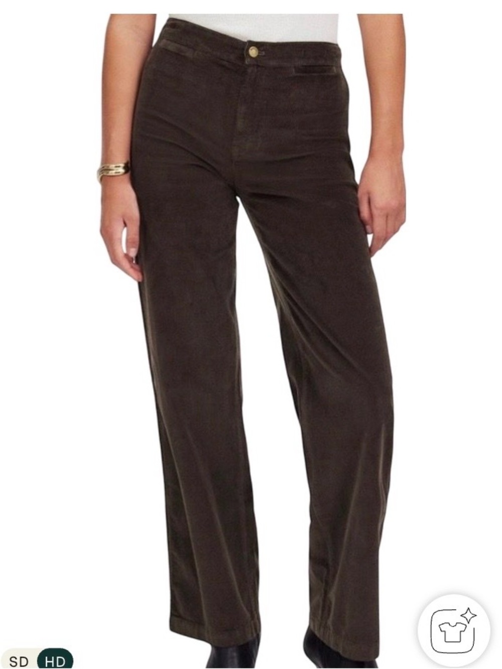 Madewell Emmett Corduroy Straight-Leg High-Rise Pants in Dark Brown
